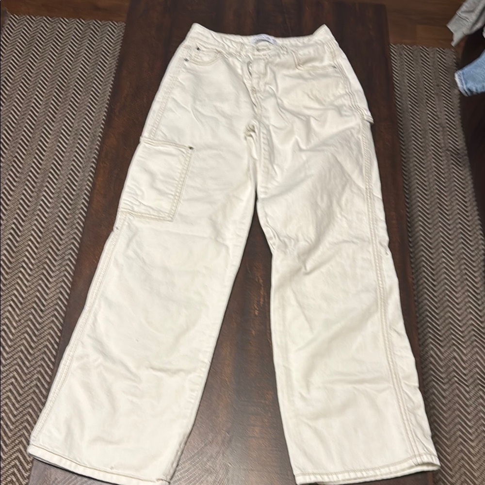 Vanilla Star Cream Flare Wide Leg Jeans